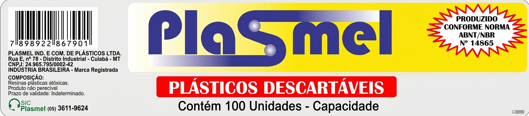 Produto plástico fabricado pela Plasmel